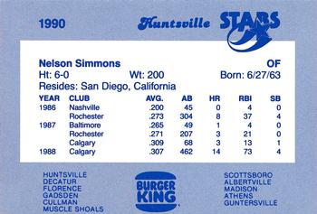 1990 Burger King Huntsville Stars #NNO Nelson Simmons Back