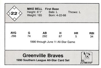 1990 Jennings Southern League All-Stars #22 Mike Bell Back