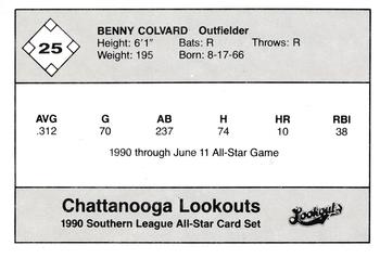 1990 Jennings Southern League All-Stars #25 Benny Colvard Back