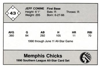 1990 Jennings Southern League All-Stars #43 Jeff Conine Back