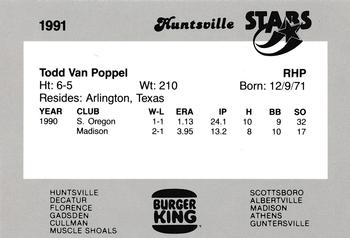 1991 Burger King Huntsville Stars #NNO Todd Van Poppel Back