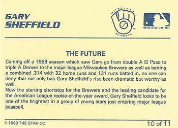 1989 Star Gary Sheffield #10 Gary Sheffield Back
