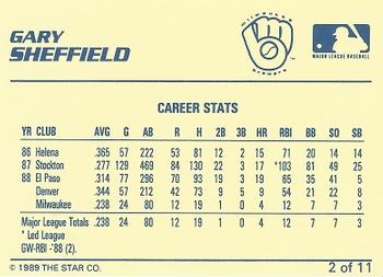 1989 Star Gary Sheffield #2 Gary Sheffield Back