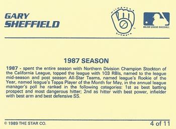 1989 Star Gary Sheffield #4 Gary Sheffield Back
