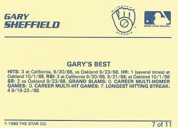 1989 Star Gary Sheffield #7 Gary Sheffield Back