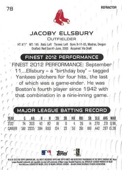 2013 Finest - Orange Refractors #78 Jacoby Ellsbury Back
