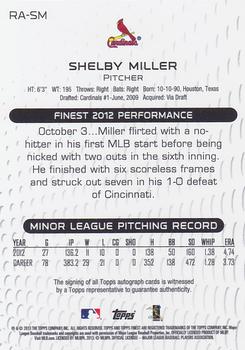 2013 Finest - Rookie Autographs Refractors #RA-SM Shelby Miller Back