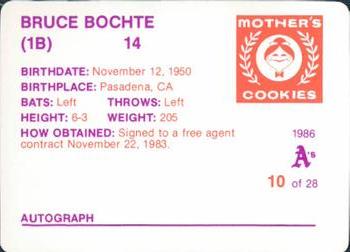 1986 Mother's Cookies Oakland Athletics #10 Bruce Bochte Back