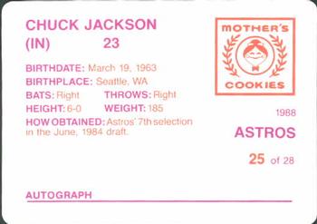 1988 Mother's Cookies Houston Astros #25 Chuck Jackson Back