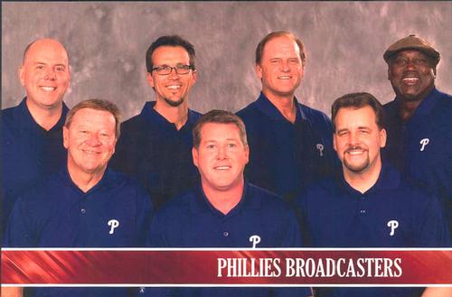 2013 Philadelphia Phillies Photocards #40 Phillies Broadcasters (Tom McCarthy / Chris Wheeler / Gary Matthews / Gregg Murphy / Scott Franzke / Larry Andersen / Jim Jackson) Front