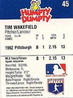 1993 Humpty Dumpty Canadian #45 Tim Wakefield Back