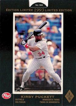 1993 Post Canada Limited Edition #8 Kirby Puckett Back