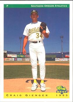 1993 Classic Best Southern Oregon A's #9 Craig Gienger Front