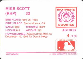 1990 Mother's Cookies Houston Astros #4 Mike Scott Back