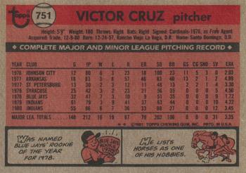 1981 Topps Traded #751 Victor Cruz Back