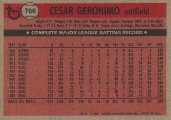 1981 Topps Traded #766 Cesar Geronimo Back