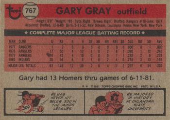 1981 Topps Traded #767 Gary Gray Back