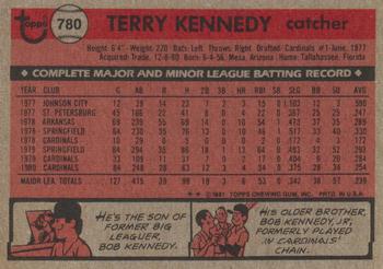 1981 Topps Traded #780 Terry Kennedy Back