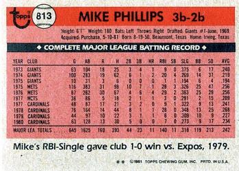 1981 Topps Traded #813 Mike Phillips Back