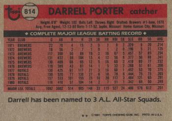 1981 Topps Traded #814 Darrell Porter Back