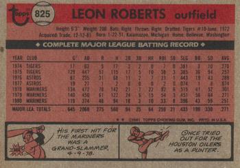 1981 Topps Traded #825 Leon Roberts Back