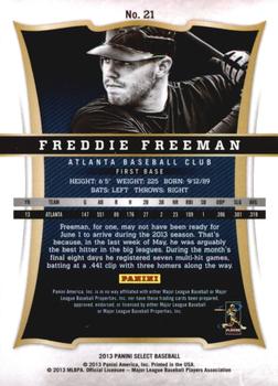 2013 Panini Select #21 Freddie Freeman Back