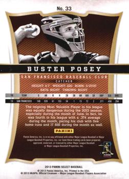 2013 Panini Select #33 Buster Posey Back