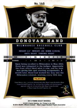 2013 Panini Select #168 Donovan Hand Back