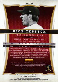 2013 Panini Select #176 Nick Tepesch Back