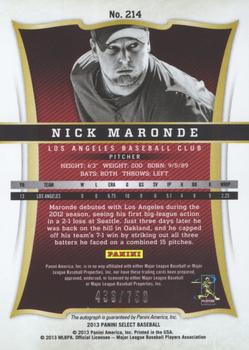 2013 Panini Select #214 Nick Maronde Back