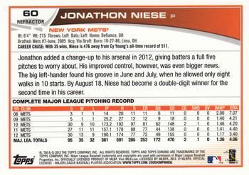 2013 Topps Chrome - Orange Refractors #60 Jonathon Niese Back