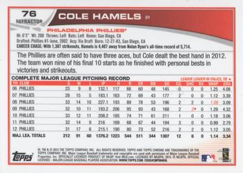 2013 Topps Chrome - Purple Refractors #76 Cole Hamels Back