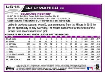 2013 Topps Update - Emerald #US15 D.J. LeMahieu Back