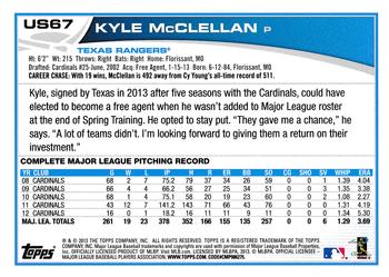 2013 Topps Update - Emerald #US67 Kyle McClellan Back