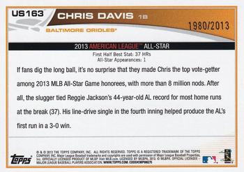 2013 Topps Update - Gold #US163 Chris Davis Back