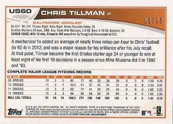 2013 Topps Update - Sapphire #US60 Chris Tillman Back