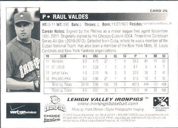2013 Choice Lehigh Valley IronPigs Update #25 Raul Valdes Back
