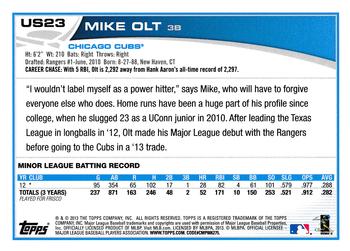2013 Topps Update - Blue #US23 Mike Olt Back