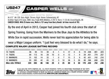 2013 Topps Update - Blue #US247 Casper Wells Back