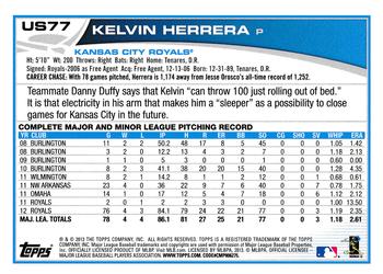 2013 Topps Update - Red #US77 Kelvin Herrera Back