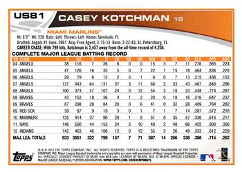 2013 Topps Update - Red #US81 Casey Kotchman Back