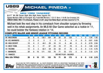 2013 Topps Update - Red #US89 Michael Pineda Back