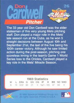 1994 Spectrum The Miracle of '69 #26 Don Cardwell Back