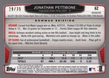 2013 Bowman Chrome - Magenta Refractors #62 Jonathan Pettibone Back