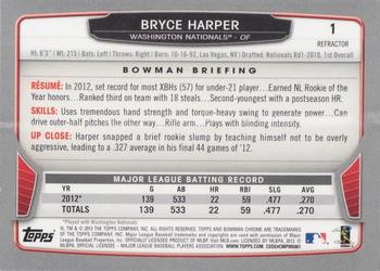 2013 Bowman Chrome - X-Fractors #1 Bryce Harper Back