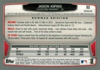 2013 Bowman Chrome - X-Fractors #52 Jason Kipnis Back