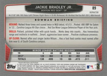 2013 Bowman Chrome - X-Fractors #89 Jackie Bradley Jr. Back