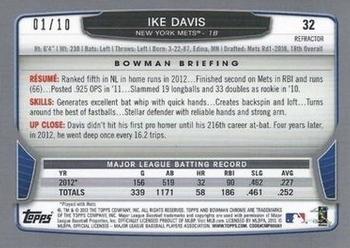 2013 Bowman Chrome - Yellow Refractors #32 Ike Davis Back