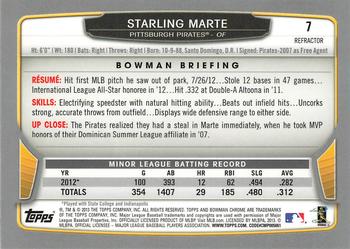 2013 Bowman Chrome - Green Refractors #7 Starling Marte Back