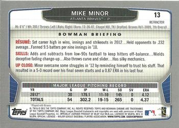 2013 Bowman Chrome - Green Refractors #13 Mike Minor Back